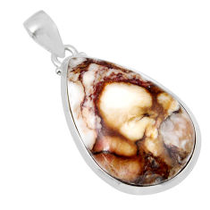 22.90cts natural brown wild horse magnesite 925 sterling silver pendant y44368