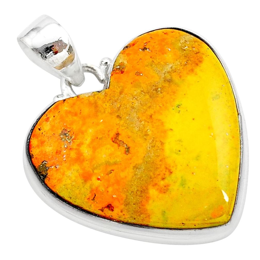 25.03cts heart bumble bee australian jasper heart 925 silver pendant t23026