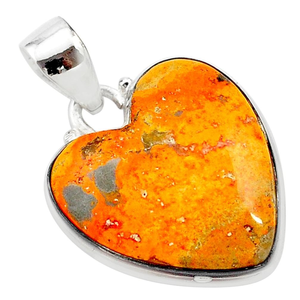 16.18cts heart bumble bee australian jasper heart 925 silver pendant t23028