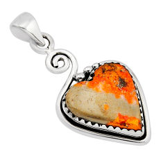 7.93cts natural bumble bee australian jasper heart 925 silver pendant y78010