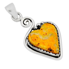 7.64cts natural bumble bee australian jasper heart 925 silver pendant y78013