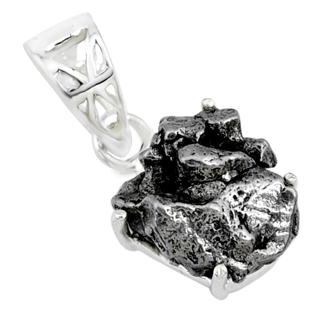 12.09cts natural campo del cielo (meteorite) 925 sterling silver pendant r73598