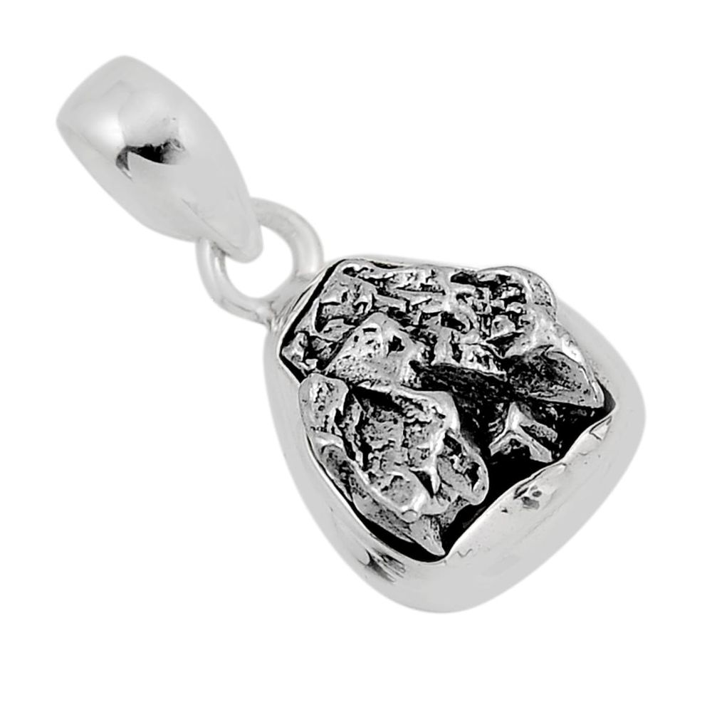 8.53cts natural campo del cielo (meteorite) 925 sterling silver pendant y93464