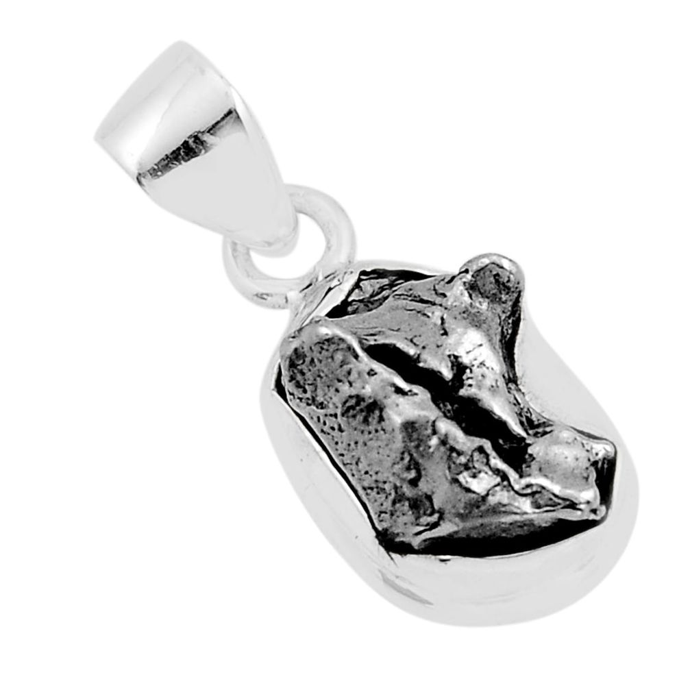 7.62cts natural campo del cielo (meteorite) 925 sterling silver pendant y93466