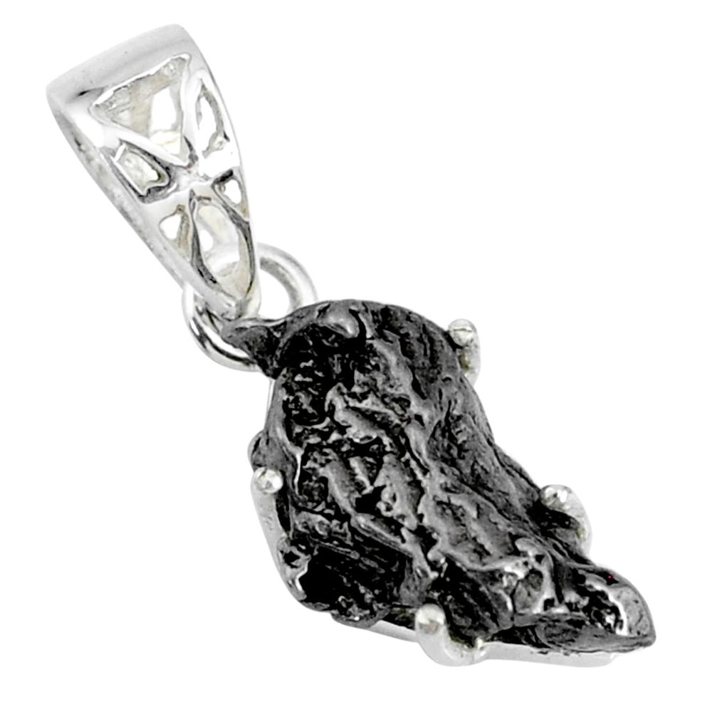 11.62cts natural campo del cielo (meteorite) fancy 925 silver pendant r73594