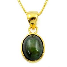 3.85cts natural chalama black opal gold polished oval 925 silver 18' chain pendant u22539