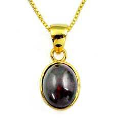 3.83cts natural chalama black opal oval gold 925 silver 18' chain pendant u22547