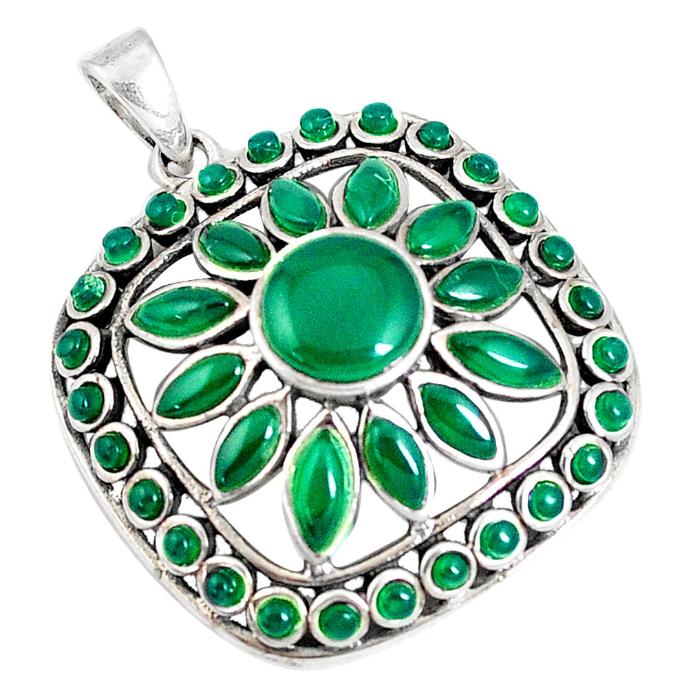 11.56cts natural green chalcedony 925 sterling silver pendant jewelry c16754