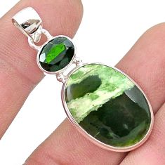 14.62cts natural chrome chalcedony chrome diopside 925 silver pendant u48352
