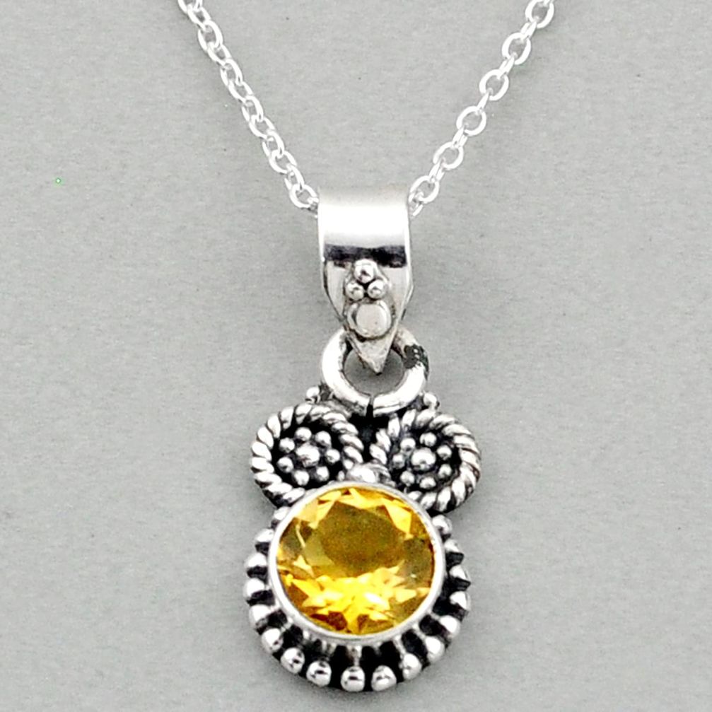 2.58cts natural citrine 925 sterling silver 18' chain pendant necklace u5317