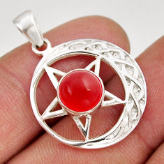 3.14cts natural cornelian (carnelian) silver crescent moon star pendant y49862