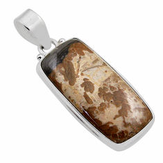 16.49cts natural cotham landscape marble baguette shape silver pendant n25074