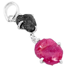 9.40cts natural diamond rough ruby raw 925 sterling silver pendant r91886