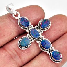6.73cts natural doublet opal australian 925 silver holy cross pendant y80308