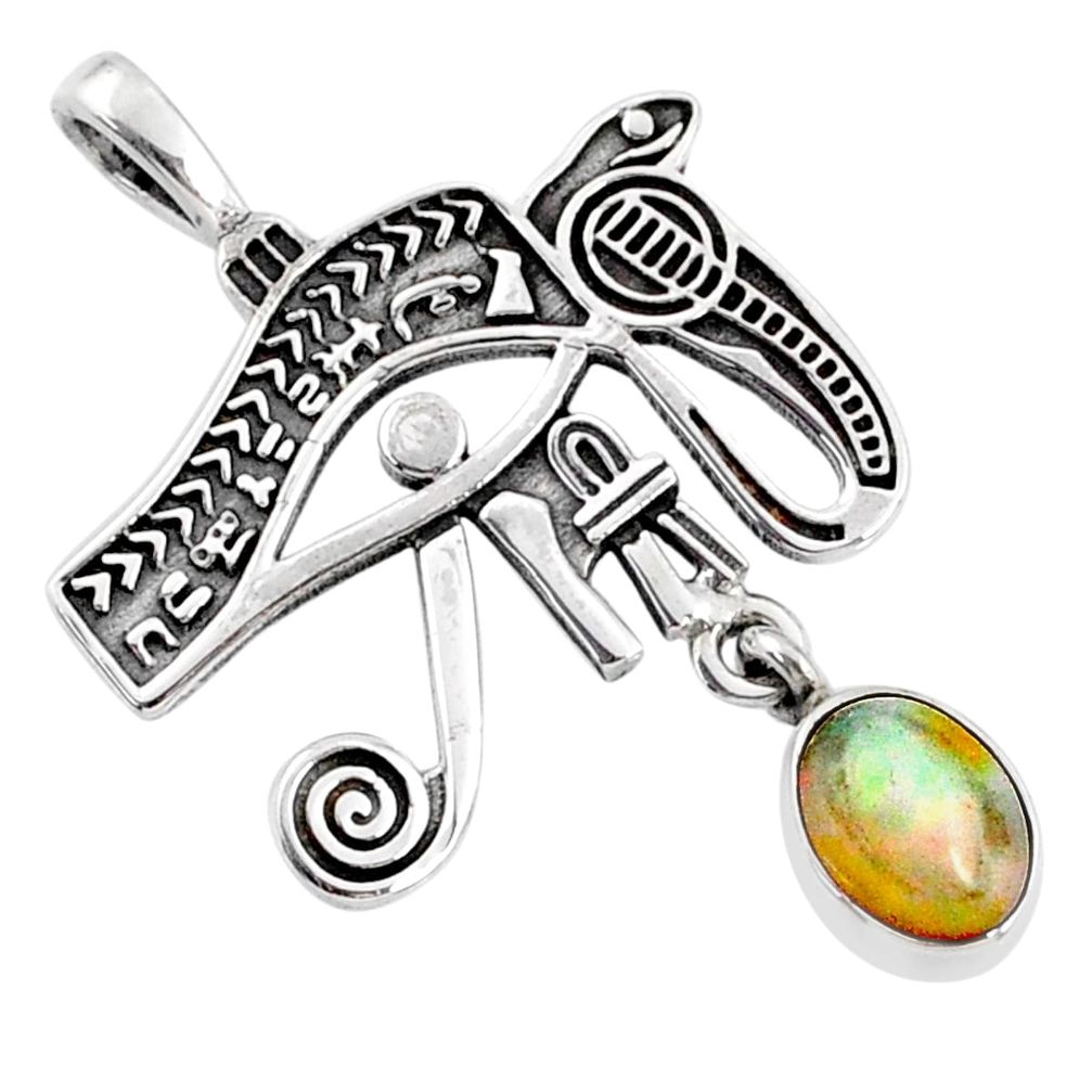 2.01cts natural ethiopian opal 925 sterling silver horse eye pendant r67819