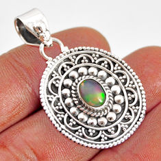 1.99cts natural ethiopian opal oval shape 925 sterling silver pendant y80065