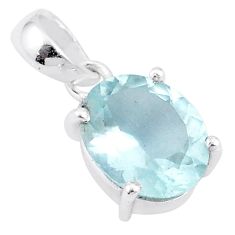4.53cts natural faceted aquamarine 925 sterling silver pendant jewelry u25801