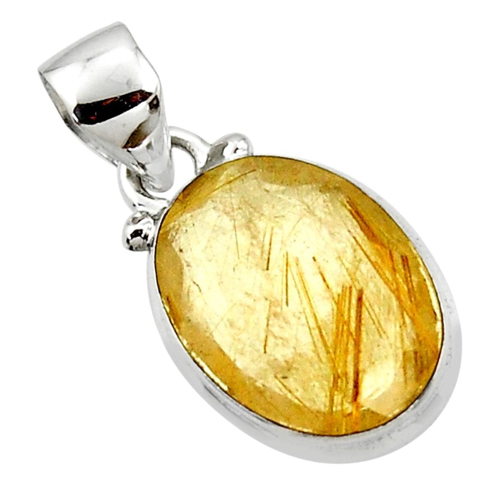9.22cts natural faceted golden rutile 925 sterling silver pendant jewelry r50681
