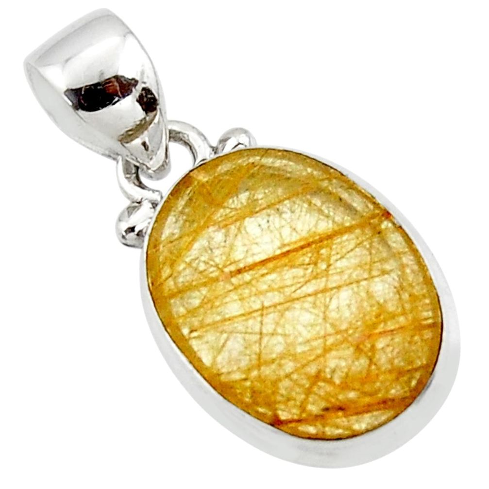 8.73cts natural faceted golden rutile 925 sterling silver pendant r50694