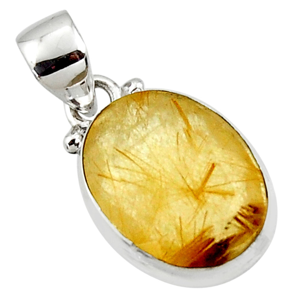 9.72cts natural faceted golden rutile 925 sterling silver pendant r50728