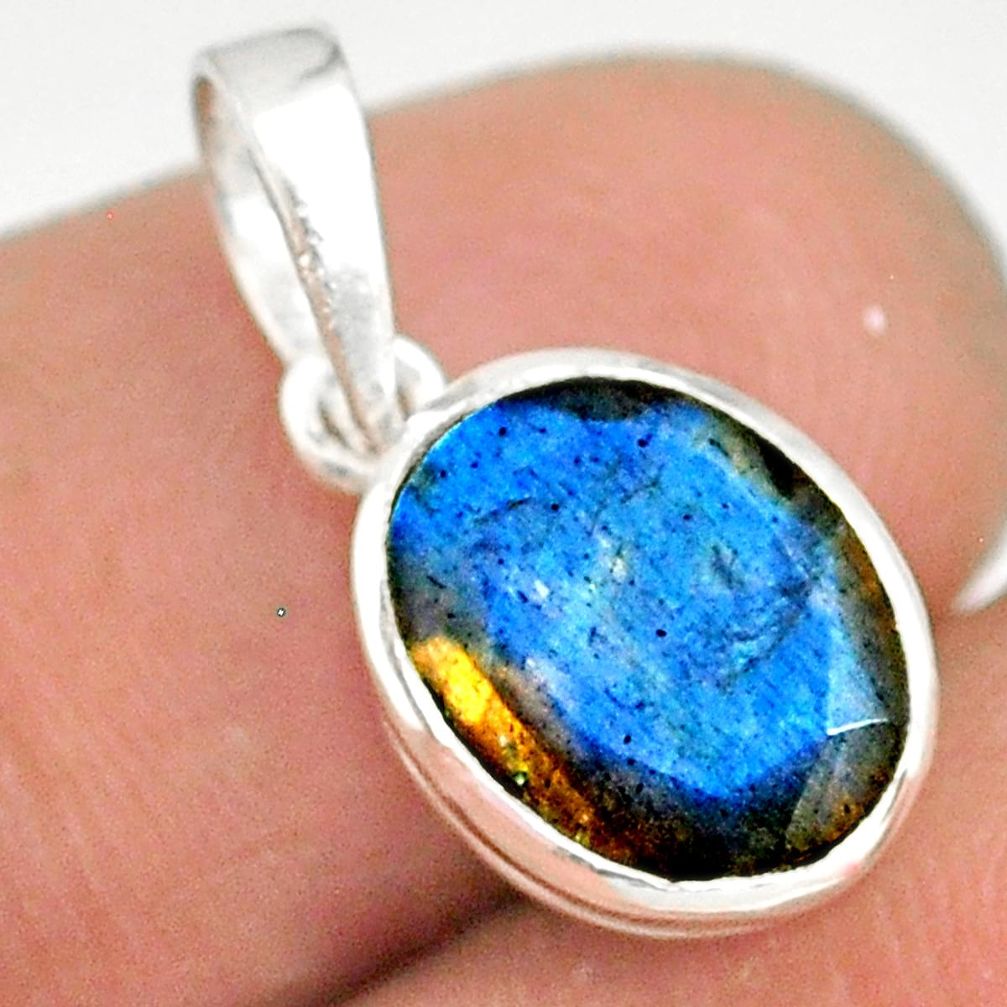 4.16cts natural faceted labradorite 925 sterling silver handmade pendant r82669