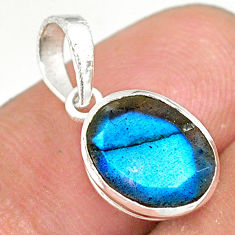 Clearance Sale- 4.05cts natural faceted labradorite 925 sterling silver handmade pendant r82705