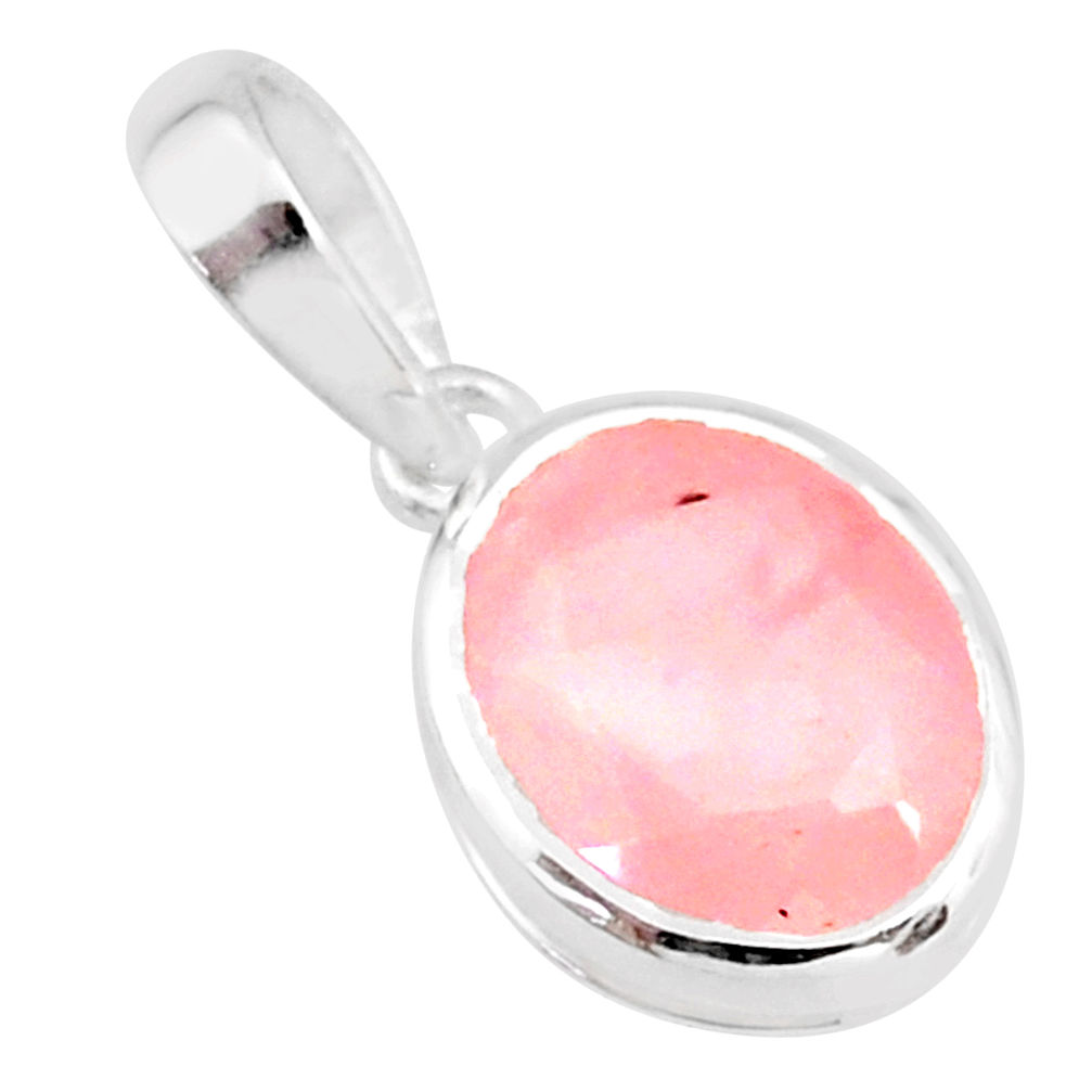 3.59cts natural faceted rose quartz 925 sterling silver handmade pendant r82635