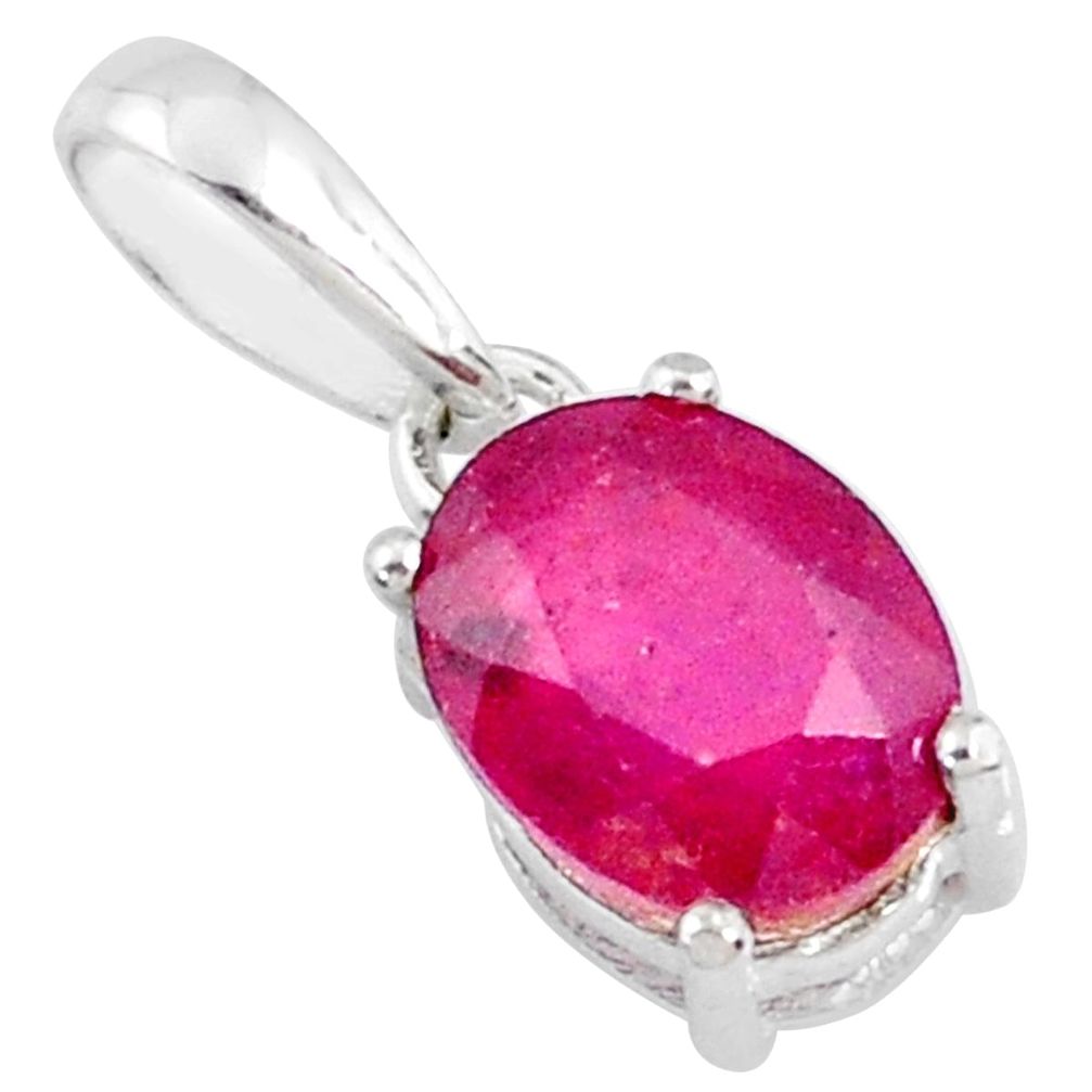 2.75cts natural faceted ruby 925 sterling silver pendant jewelry r70829