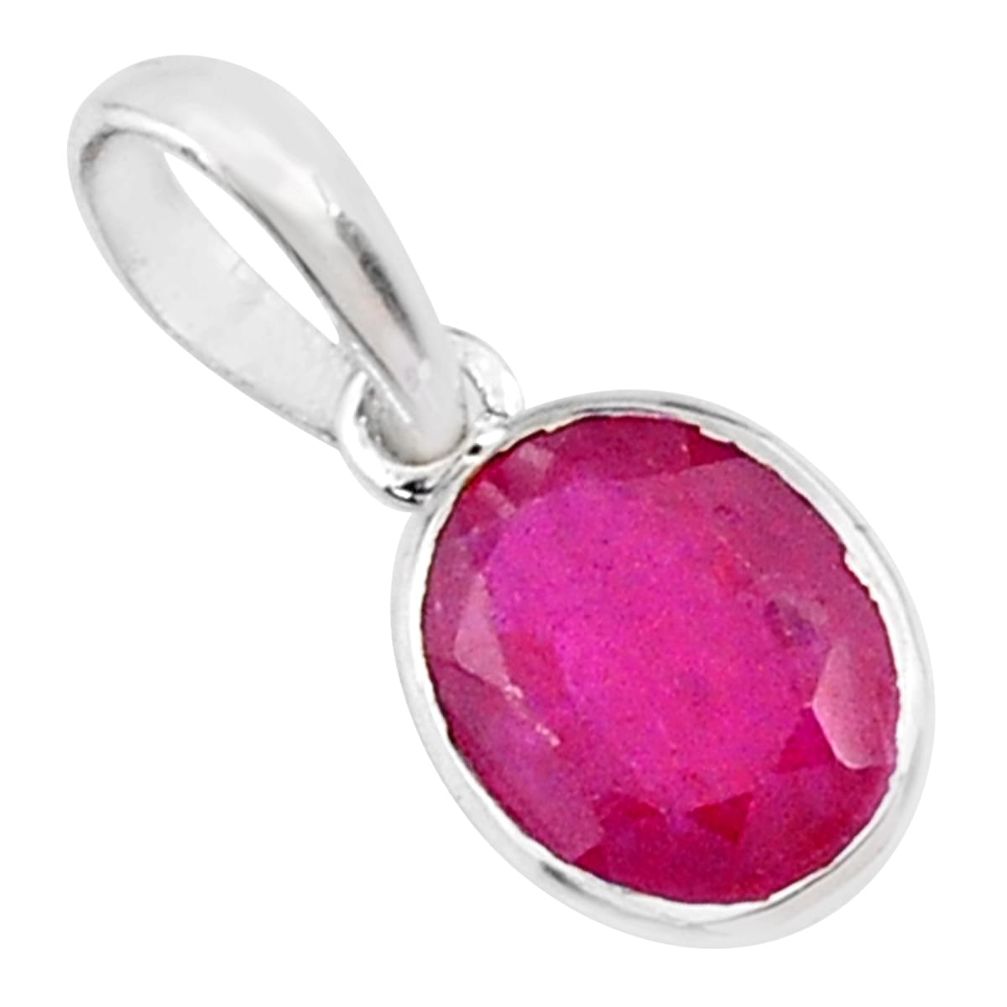 2.84cts natural faceted ruby oval 925 sterling silver pendant jewelry r70826