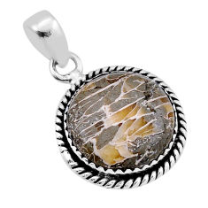 10.76cts natural fossil coral (agatized) petoskey stone silver pendant n43925