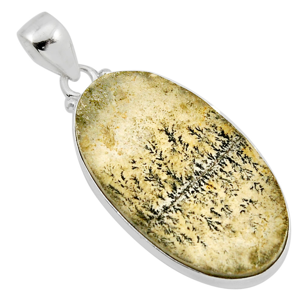 20.88cts natural germany psilomelane dendrite oval 925 silver pendant y53471