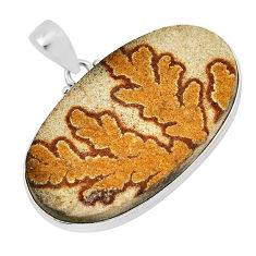 44.25cts natural germany psilomelane dendrite oval 925 silver pendant y53502