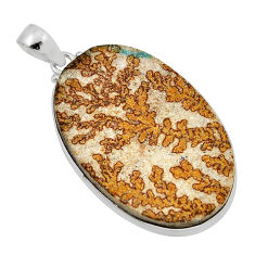 45.53cts natural germany psilomelane dendrite oval 925 silver pendant y53514