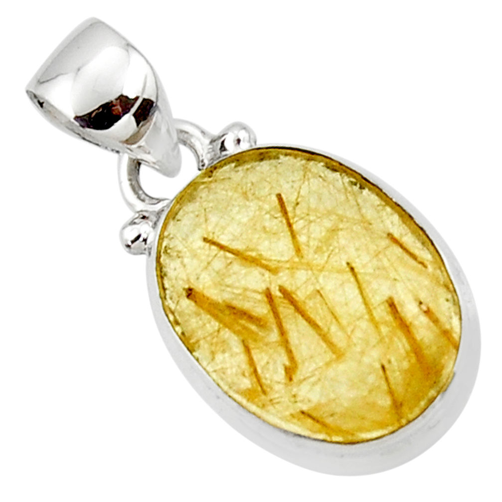 8.10cts natural golden faceted rutile 925 sterling silver pendant r50689