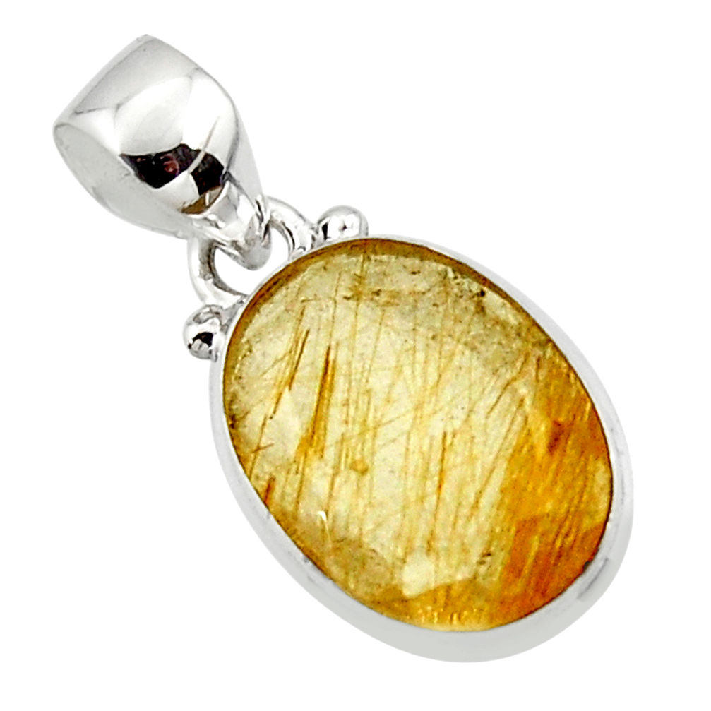 8.95cts natural golden faceted rutile 925 sterling silver pendant r50699