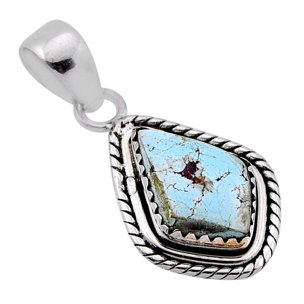 5.63cts natural golden hills turquoise fancy 925 sterling silver pendant n48187
