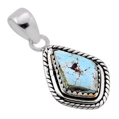 5.63cts natural golden hills turquoise fancy 925 sterling silver pendant n48187