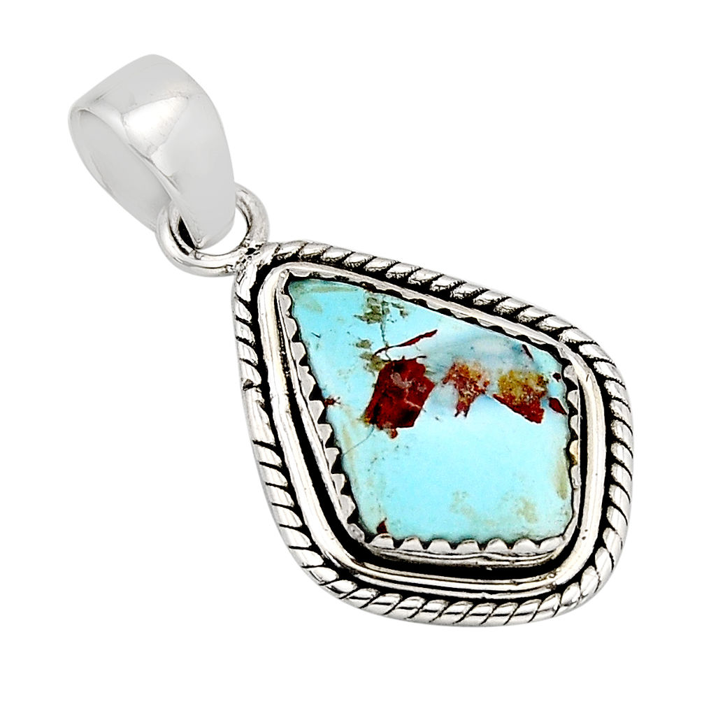 9.16cts natural golden hills turquoise fancy 925 sterling silver pendant y75624