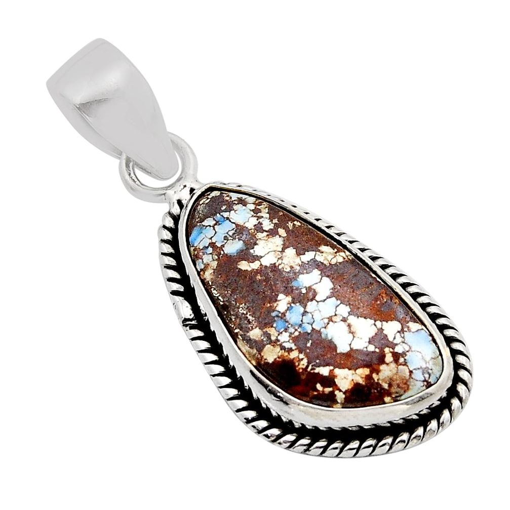 6.43cts natural golden hills turquoise fancy 925 sterling silver pendant y94274