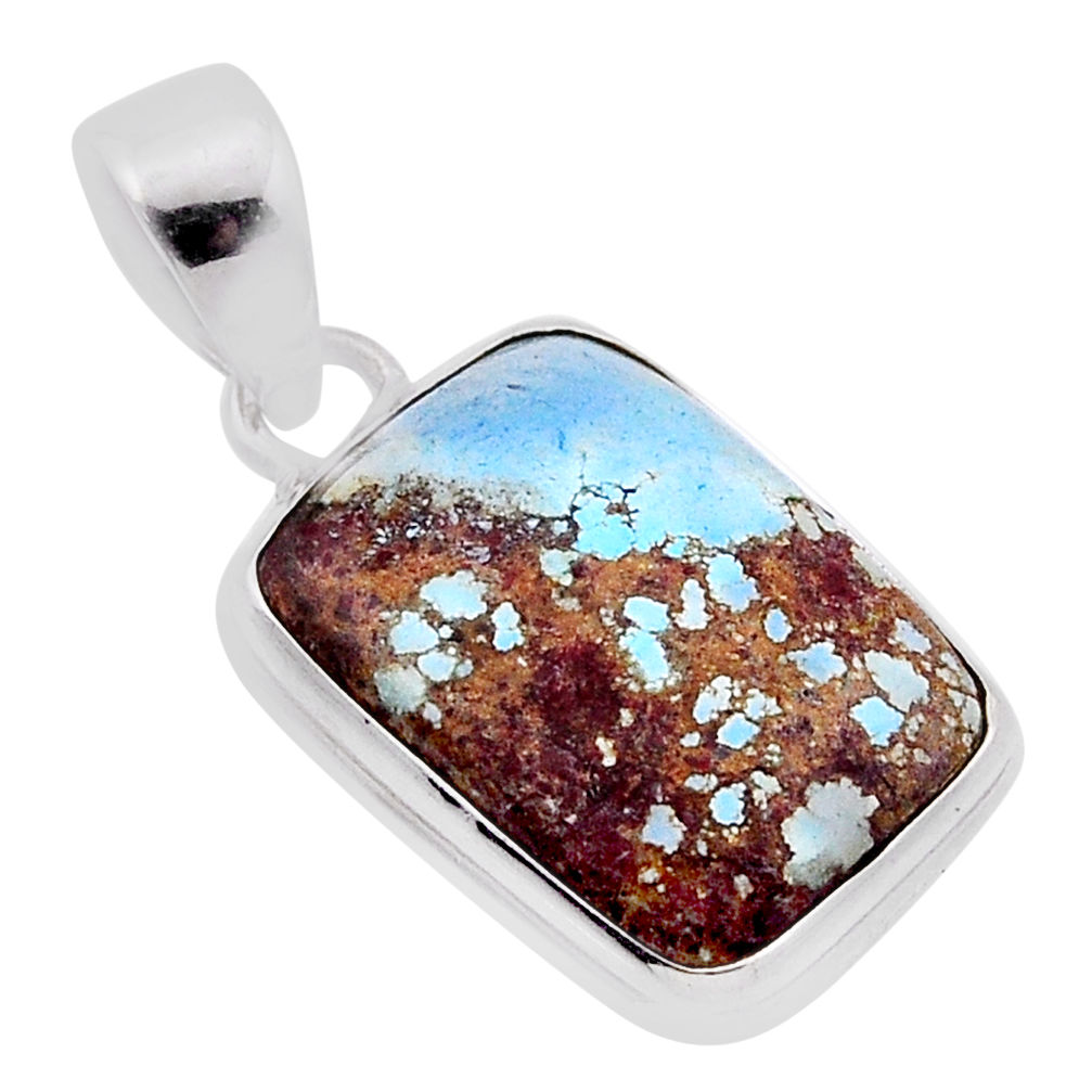 12.19cts natural golden hills turquoise octagan sterling silver pendant n48186