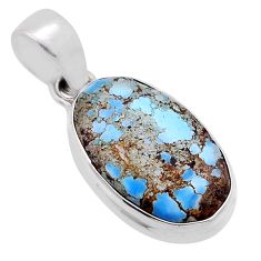 9.25cts natural golden hills turquoise oval 925 sterling silver pendant n48190