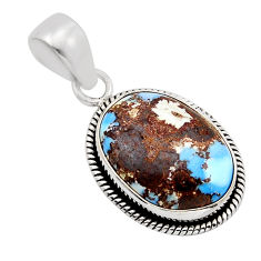 12.65cts natural golden hills turquoise oval 925 sterling silver pendant y94273