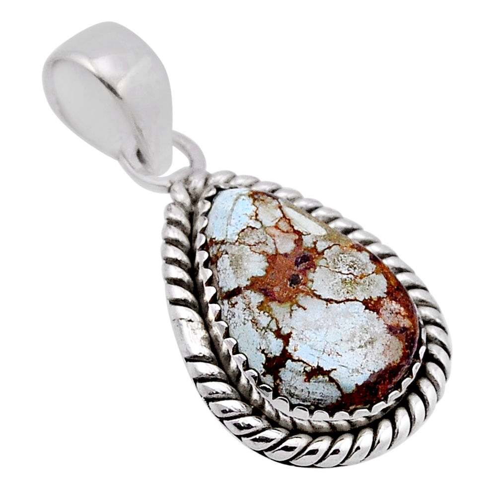 9.67cts natural golden hills turquoise pear 925 sterling silver pendant n48193