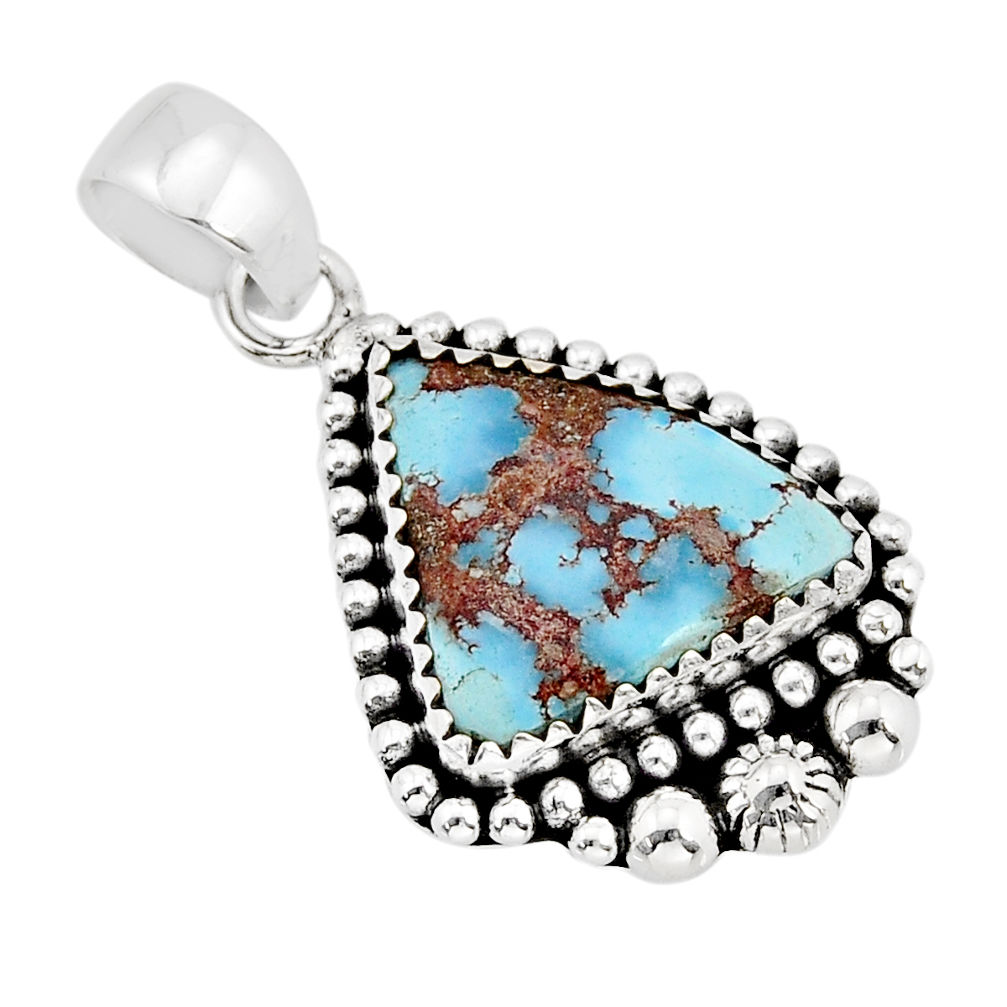 10.41cts natural golden hills turquoise trillion sterling silver pendant y75594