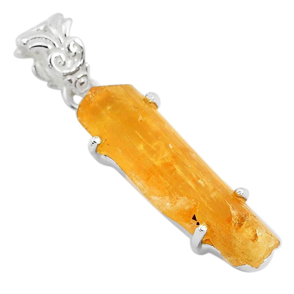 14.77cts natural golden imperial topaz 925 sterling silver pendant jewelry t6442