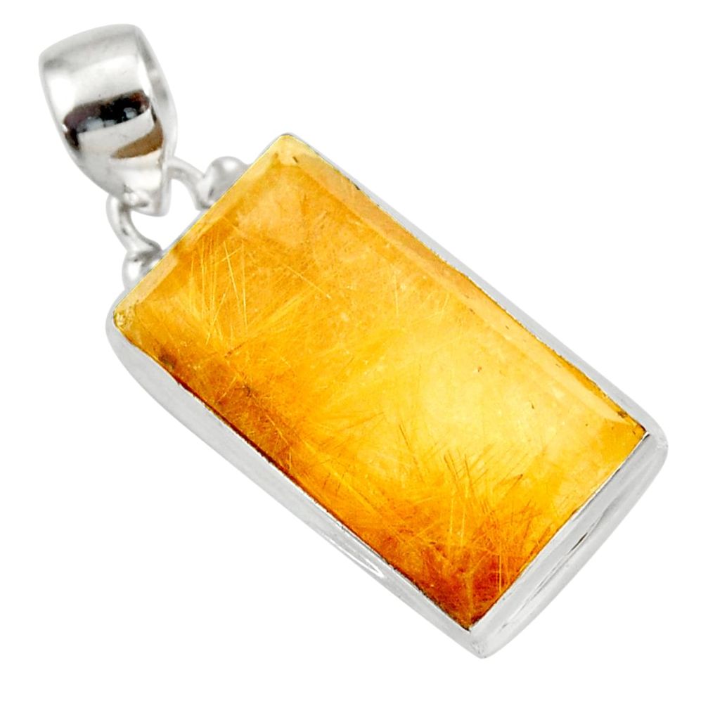  golden rutile 925 sterling silver pendant jewelry d41622