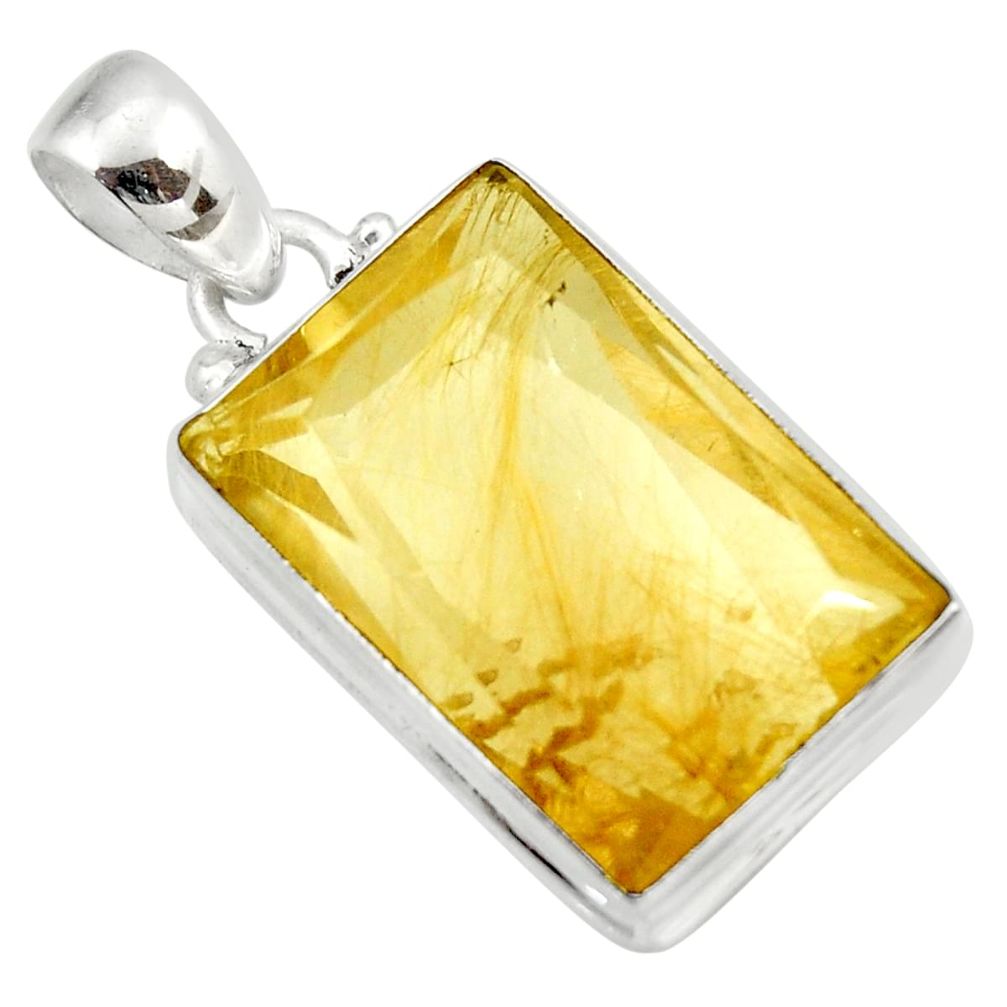  golden rutile 925 sterling silver pendant jewelry d41638