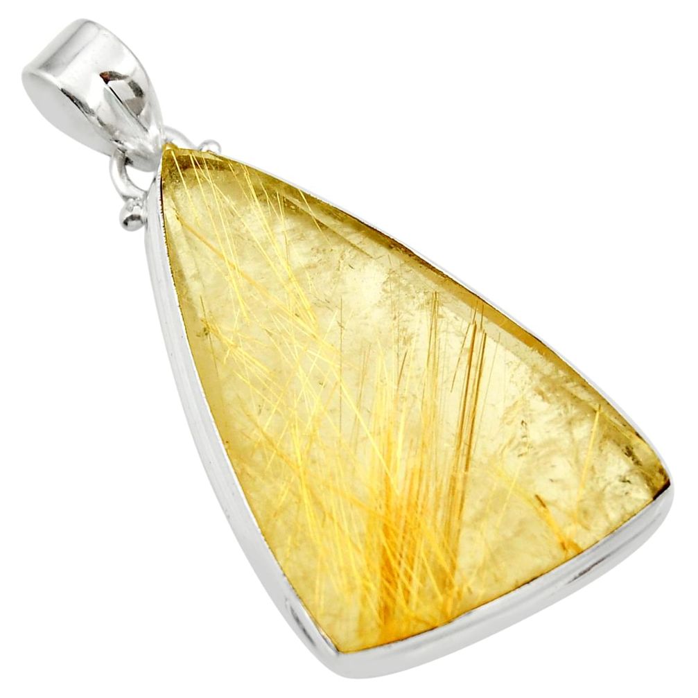 30.88cts natural golden rutile 925 sterling silver pendant jewelry d41641