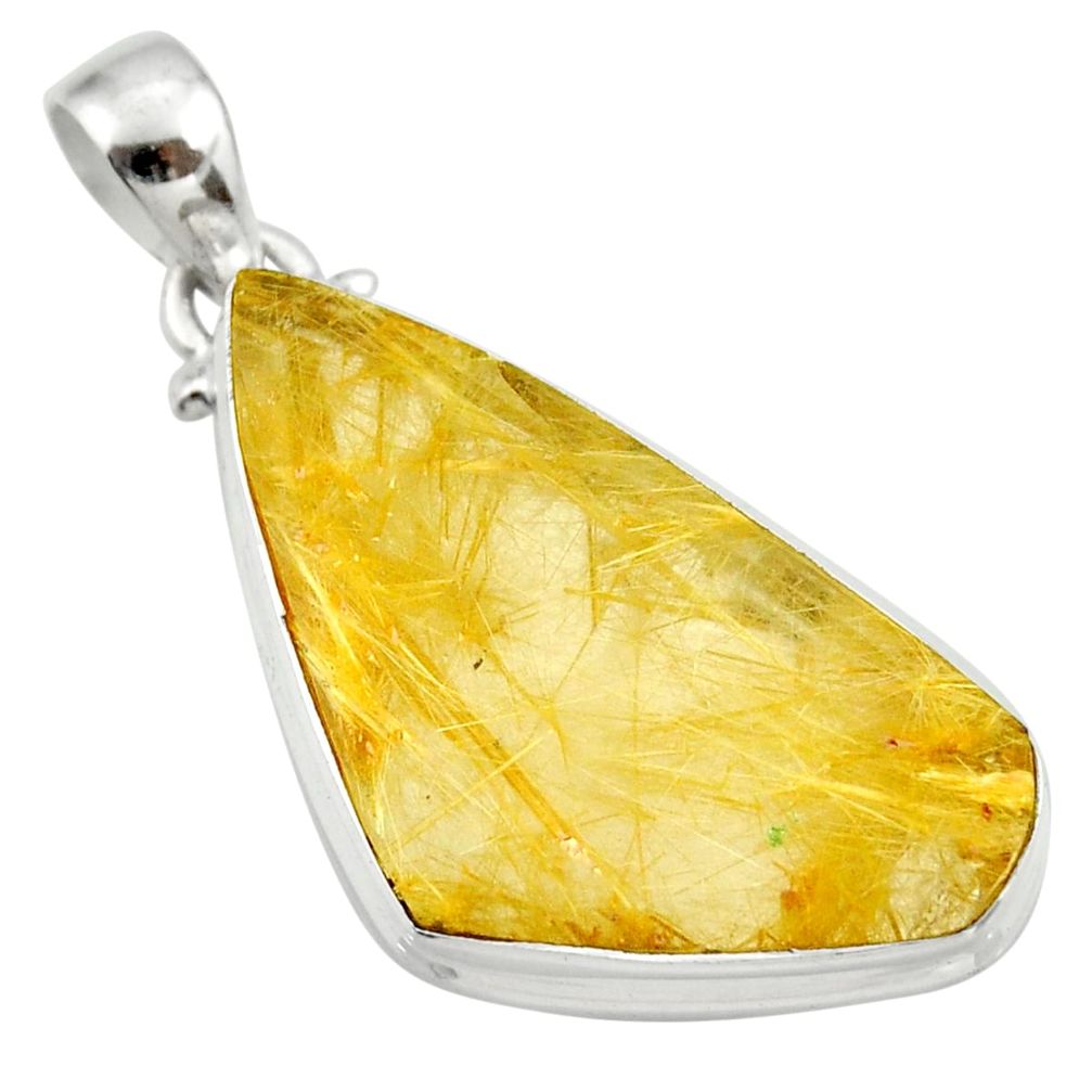  golden rutile 925 sterling silver pendant jewelry d41648
