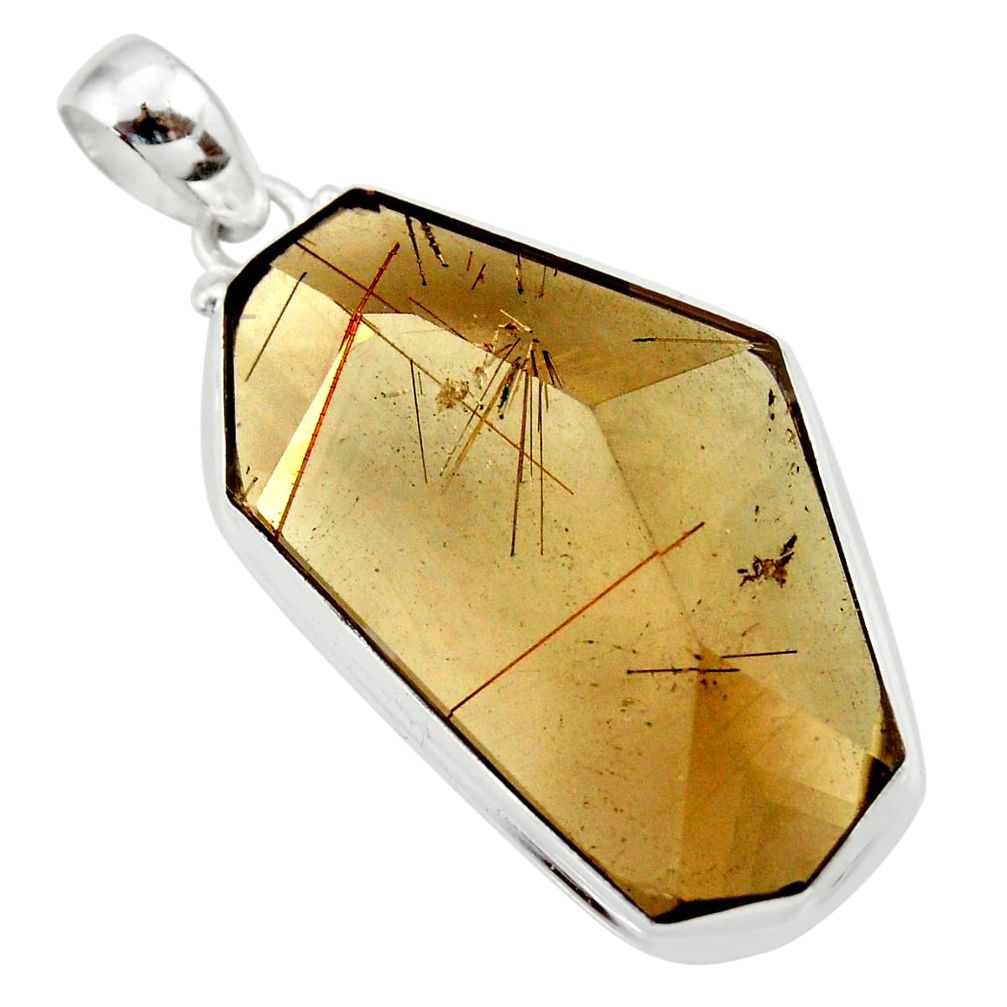  golden rutile 925 sterling silver pendant jewelry d41655